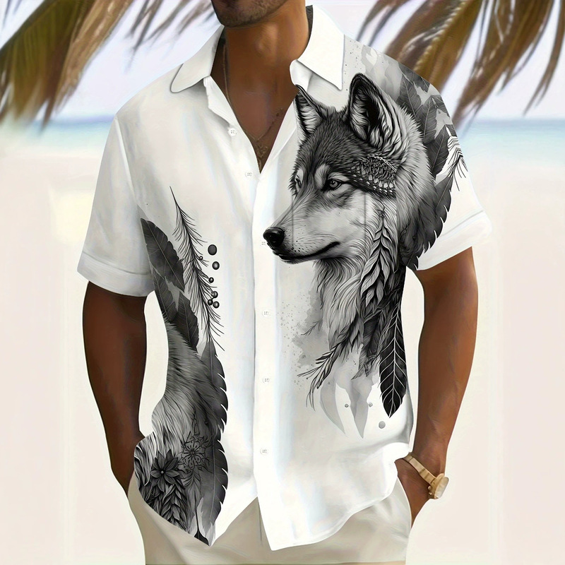 Y2 2025 Cross-Border New Style 3D Printed Fashion Floral Men's Short-Sleeved Shirt 100% Polyester Factory Direct Sale