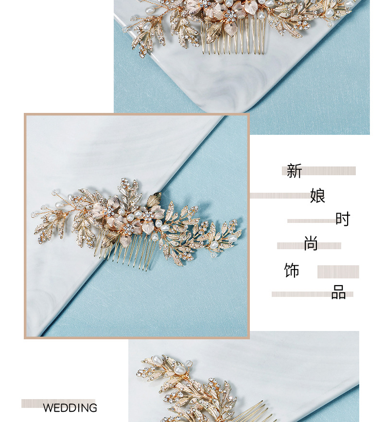 simple new pearl flower leaf hair clip