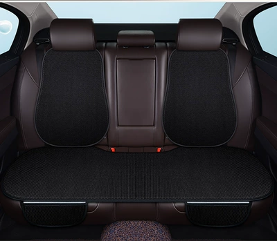 Seat cushion, seat cover – summer cool cushion single piece cushion - qt-ice-silk-mysterious-black-rear-with-hook-backrest-pad-2