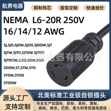 ��Ҏ�Դ�� L6-20R 250V ���iĸ�^���^12AWG SJOOW���I�O�����L��