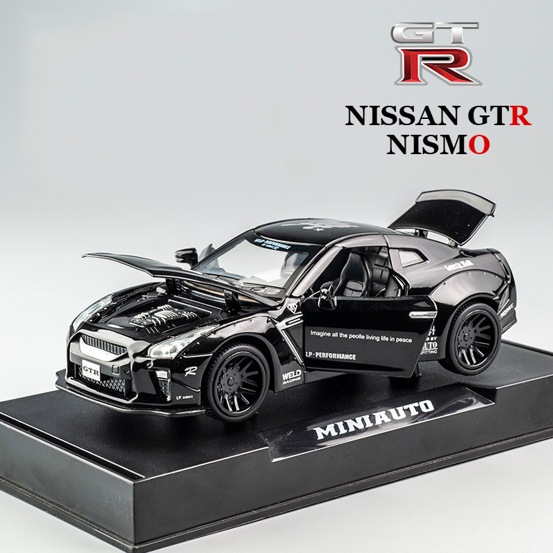 En caja Jianyuan simulación 1:32 Nissan GTR modelo de coche de aleación Tire hacia atrás modelo de coche de juguete decoración al por mayor