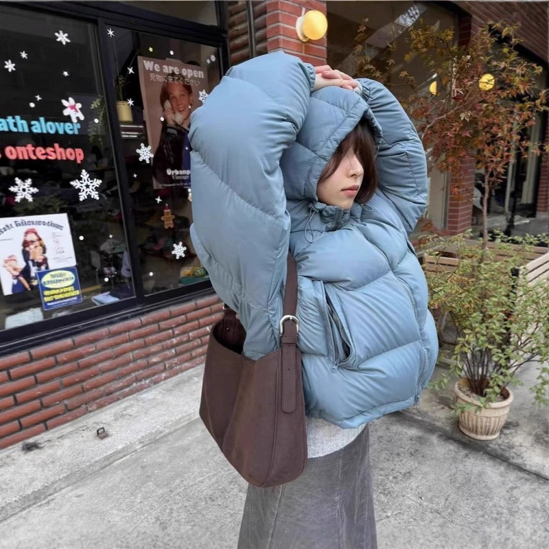 Now 2025 New Winter Korean Designer Smo*Thmood Thick Hooded Short down Jacket