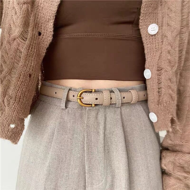 Retro Cowhide Belt For Women, Simple And Versatile Leather Belt_voghion.com