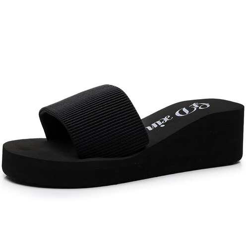 One-strap slippers fashion solid color platform sandals beach shoes home thick-soled slippers 