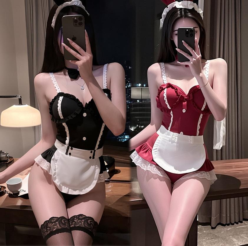 圣诞情趣内衣性感兔女郎可爱女仆装高级感趣情睡衣带钢圈小胸