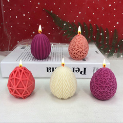 新復活蛋蠟燭硅膠模具網格蛋雞蛋石膏擺件復活節蛋形香薰蠟燭模具