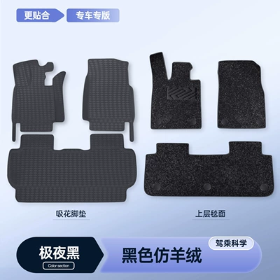 Modelə uyğun ayaqaltı — modification accessories, leather floor mats - 26-models-of-xiangjie-g9-five-seater-premium-selection-midnight-black-single-layer-foot-mat-black-faux-cashmere