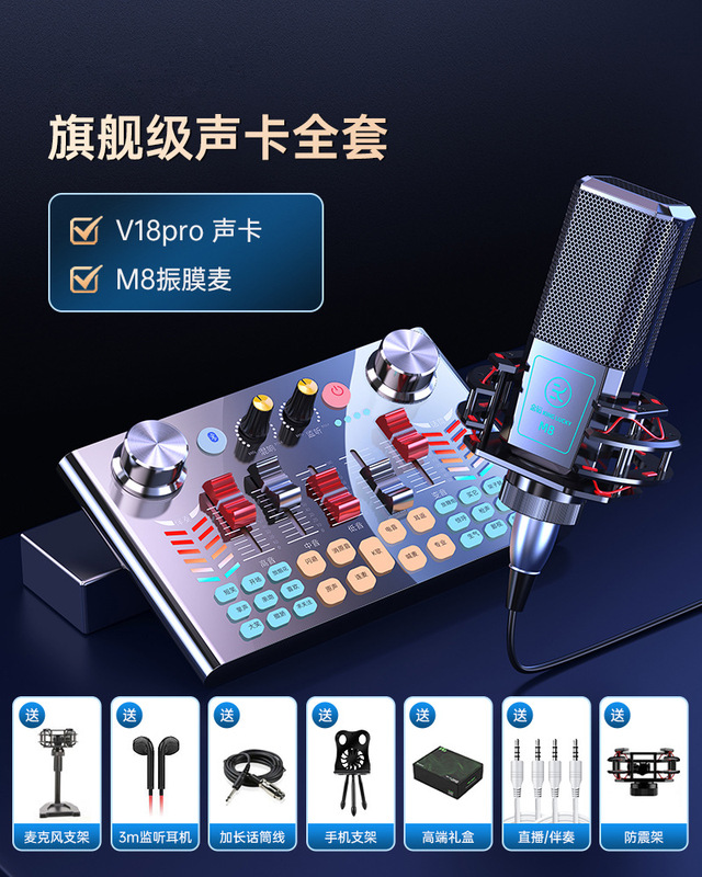 V18サウンドカードセット生放送設備変音器マイクマイク携帯電話全民神器k歌パソコンセット|undefined