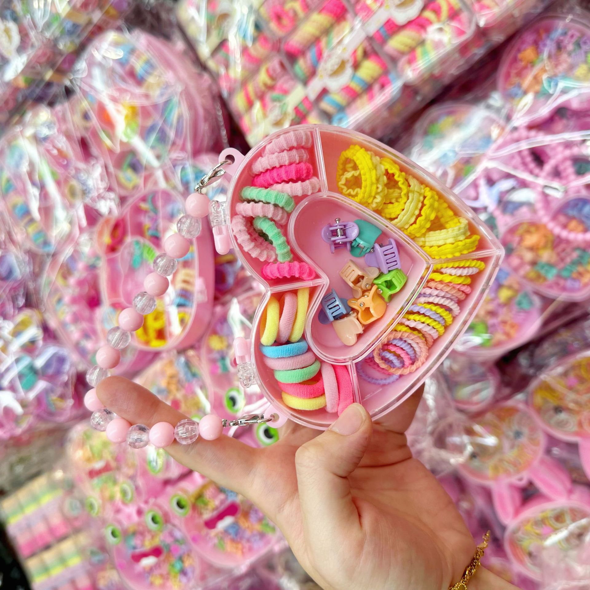 Mini cabeza de princesa en caja, clip de agarre pequeño, clip de flequillo, horquilla rota en la frente, banda elástica para niños, no daña el cabello, anillo del pulgar al por mayor image 84