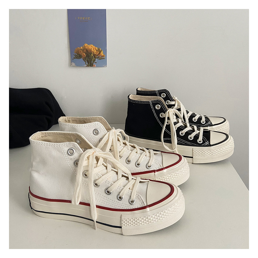 High-Top-Schuhe mit dicken Sohlen, klassische Canvas-Schuhe für Damen, Ulzzang Hong Kong-Stil, vielseitige 2022 neue koreanische Version von Schuhen_voghion.com