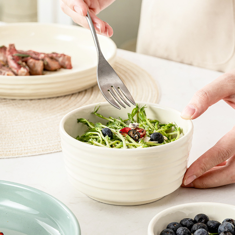 Nórdico plato de cerámica tazón plato traje hogar creativo neto rojo ins simple arroz tazón plato redondo combinación tazón palillos vajilla