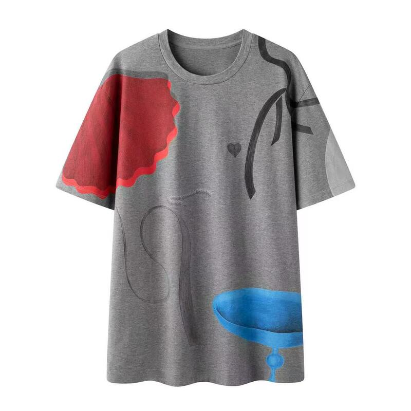 Jiangnan** Mall's Same Style 2026 Early Autumn New Fashion Casual Fun Printed Round Neck Loose Short-Sleeved T-Shirt Jiangnan** Mall's Same Style 2026 Early Autumn New Fashion Casual Fun Printed Round Neck Loose Short-Sleeved T-Shirt