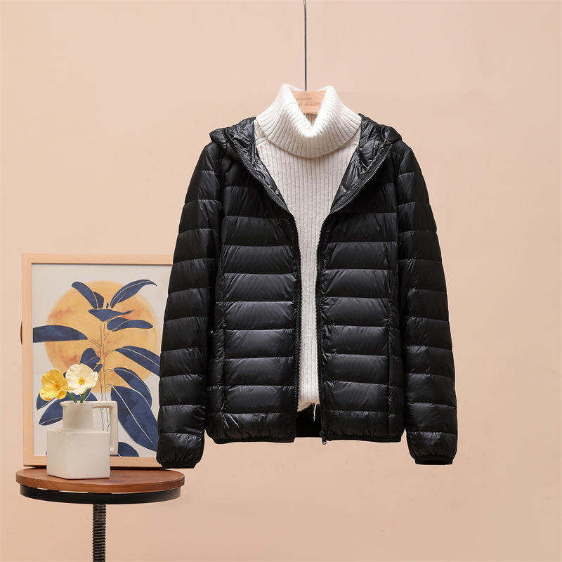Abrigo de invierno más el tamaño ligero abajo chaqueta acolchada de algodón ligero de las mujeres corto gordito Niña de mediana edad y anciana madre