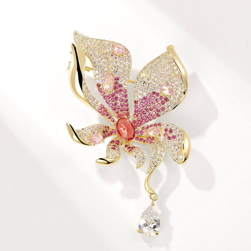 Thousand Family Silver Live New Entry Light Luxury High-end Lilies Brooch Elegant Evening Dress Corsage Coat Accessories