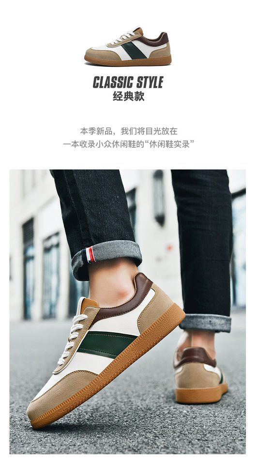 Giày sneaker nam cổ thấp đế bằng thoáng khí kiểu mới — 9157 màu đen, 9157 trắng xanh lá chi tiết 2
