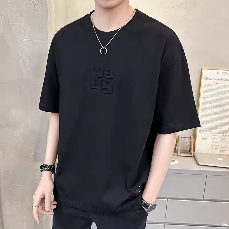 Camiseta de manga corta para hombres verano 2023 nueva media manga ins marca de moda camiseta de seda de hielo ropa suelta ropa de hombre
