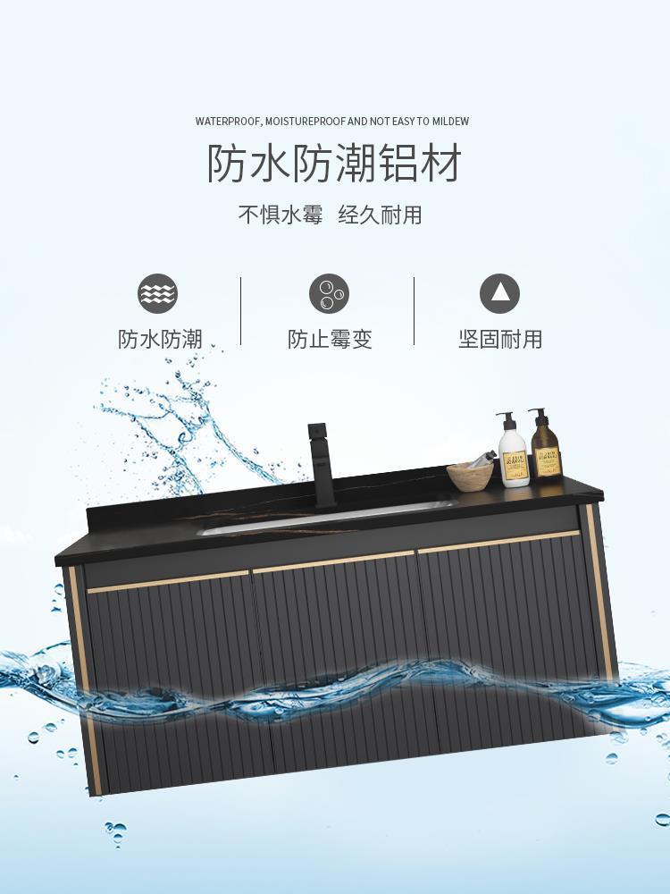 Engrosado espacio gabinete de baño de aluminio baño lavabo gabinete combinación cerámica integrado inodoro lavabo