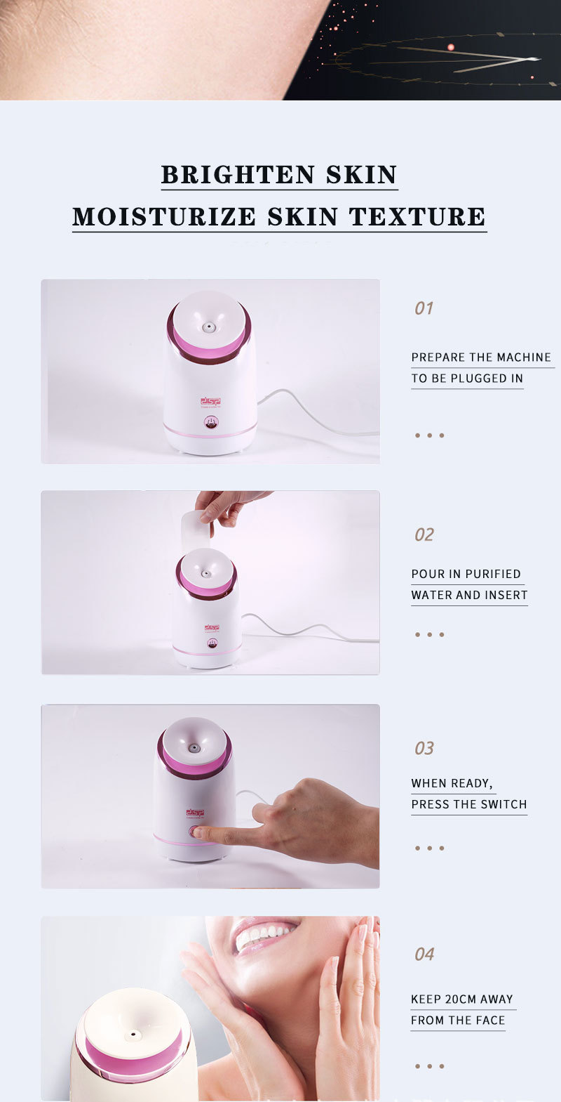 DSP Facial Steamer, Facial Hydration Device, Spray, Small Home Hydrating Beauty Device_voghion.com