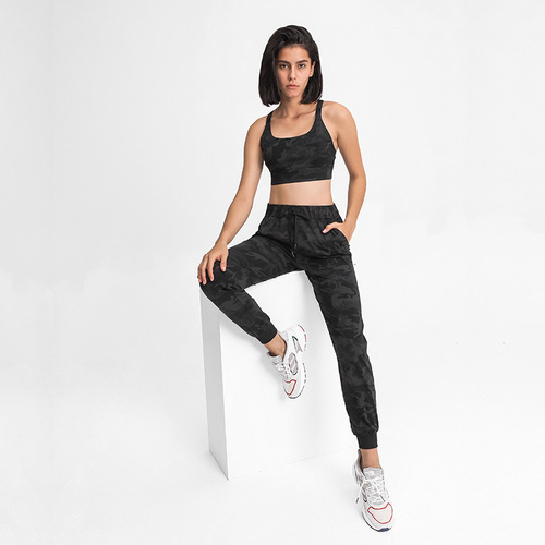 Cross-border New Elastic-Waist Yoga Pants, Simple Straight-Leg Sports Casual Stretch Cropped Trousers for Women, Model DP022