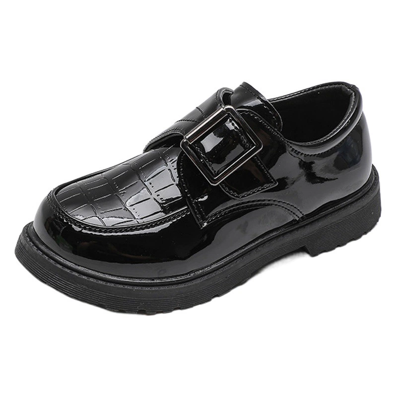 Детская Маленькая кожаная обувь в британском стиле, школьная обувь для маленьких мальчиков, temu, поколение внешней торговли, черные кожаные туфли для мальчиков