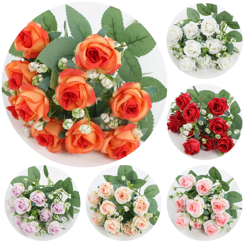 Wedding Artificial Small Rose Artificial Flower Fake Flower Oversized Wedding Photography Bouquet Home Desktop Decoration Props Wedding Artificial Small Rose Artificial Flower Fake Flower Oversized Wedding Photography Bouquet Home Desktop Decoration Props