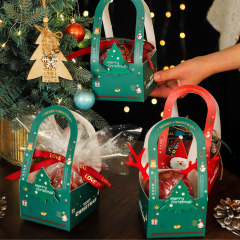 聖誕節方形摺疊平安果手提盒聖誕老人蘋果平安夜禮物包裝盒批發
