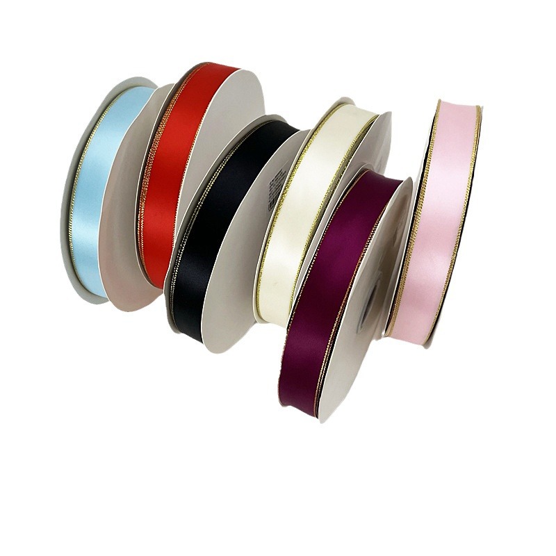 프놈펜 리본 2CM 롤 꽃 예술 꽃 활 포장 액세서리 단색 새틴 폴리 에스테르 리본 양면 리본
