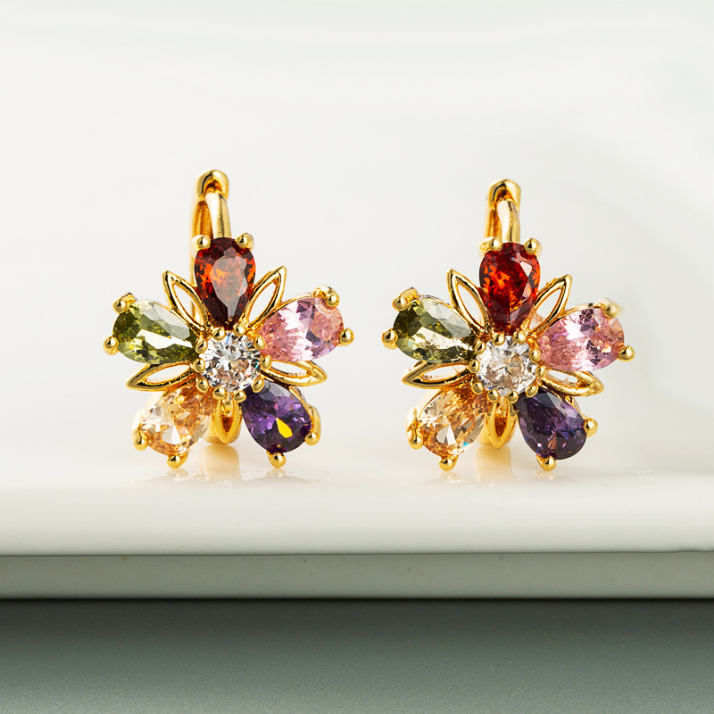 Geométrico Moda Cobre Piedras Preciosas Artificiales Pendientes display picture 3