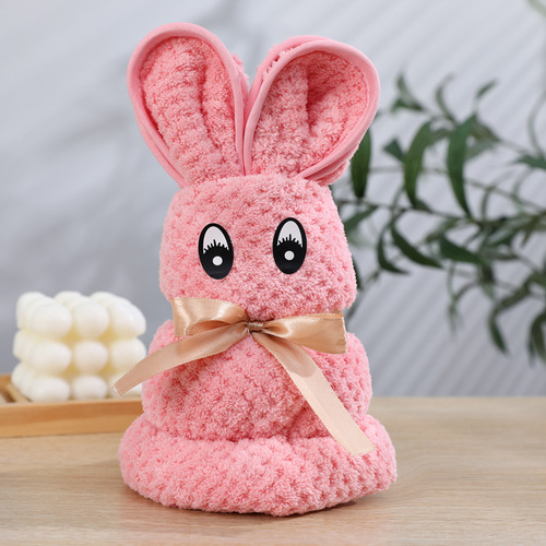 Pineapple lattice rabbit gift box PVC high-density coral velvet creative edged towel gift towel wedding souvenir