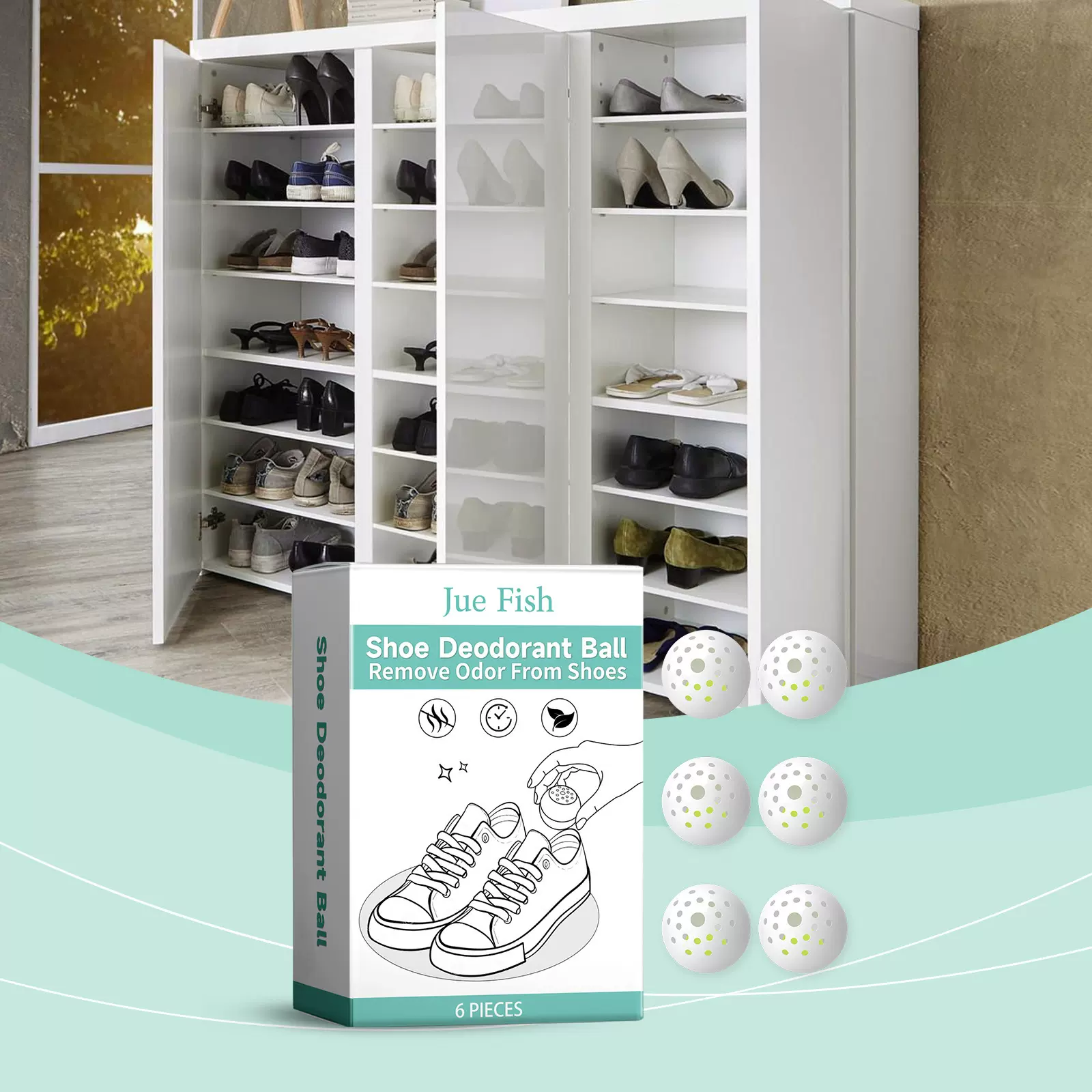 JUE FISH 鞋袜除臭球 鞋袜去异味清新除臭除味空气清新剂持久留香