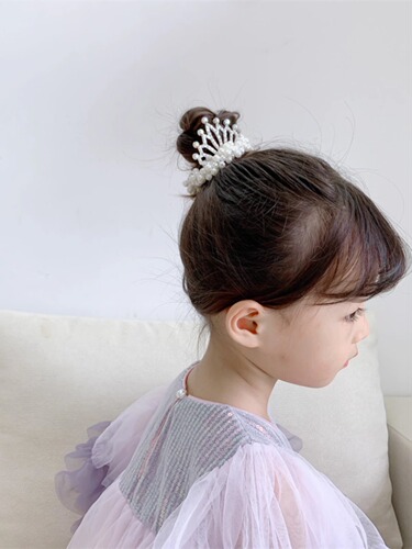 Children's hair accessories crown pearl hair band princess hair ball hair rope girls hair accessories cute hair rope girls rubber band