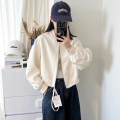 2025秋季新款韩版时尚圆领棒球服短外套女装宽松休闲百搭夹克上衣