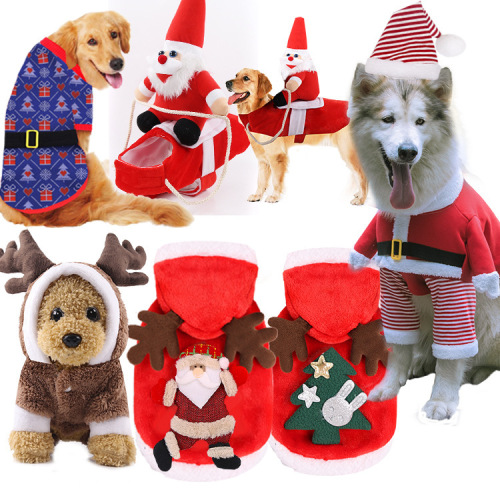 Small, medium and large dogs Christmas pet supplies clothes Teddy cotton clothes autumn and winter elk cat and dog clothes