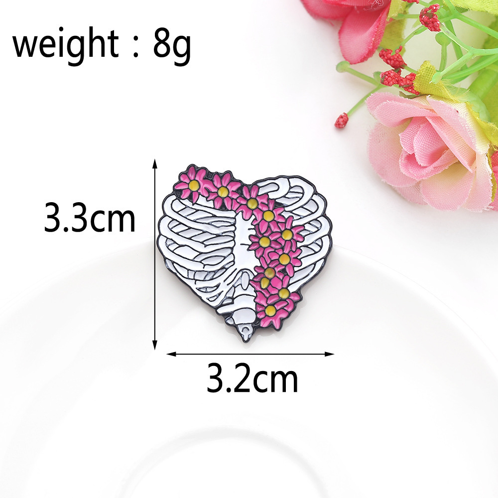 Moda Humano Electrocardiograma Forma De Corazón Aleación Esmalte Embutido Diamantes De Imitación Unisexo Broches display picture 5