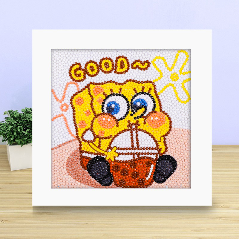 Pintura de diamante DIY con marco de fotos para enviar lleno de diamantes y pintura de diamantes para hacer pintura al óleo de dibujos animados educativos para niños 2024 ladrillo pegajoso y diamantes brillantes