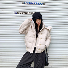 2025年冬季新款连帽大毛领短款棉服韩版学生高级感羽绒棉服女外套