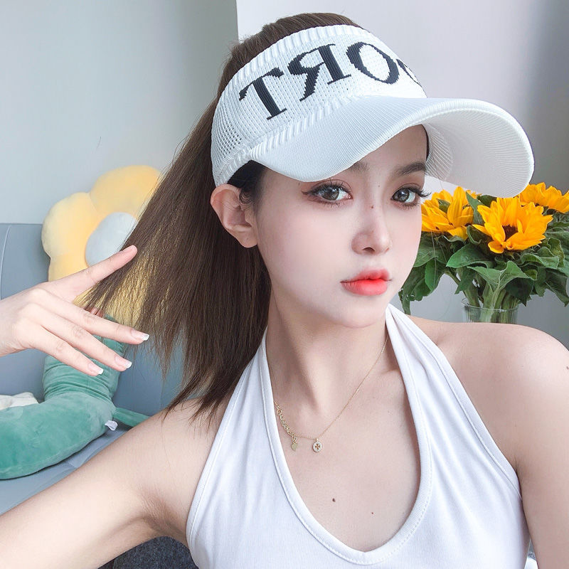 Wig ponytail hat 2022 new straight hair one-piece women's summer long hat brim sunscreen face small natural fashion