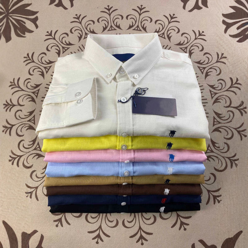 Rl Ralph Lauren Logo Linen Qr Code Scannable Couple's Embroidered Sun-Protective Long-Sleeve Polo Shirt for Men and Women, Spring and Autumn Shirt for Women