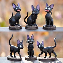 黑猫吉吉盲盒摆件日漫系列可爱卡哇伊玩偶调皮底座款猫咪装饰模型