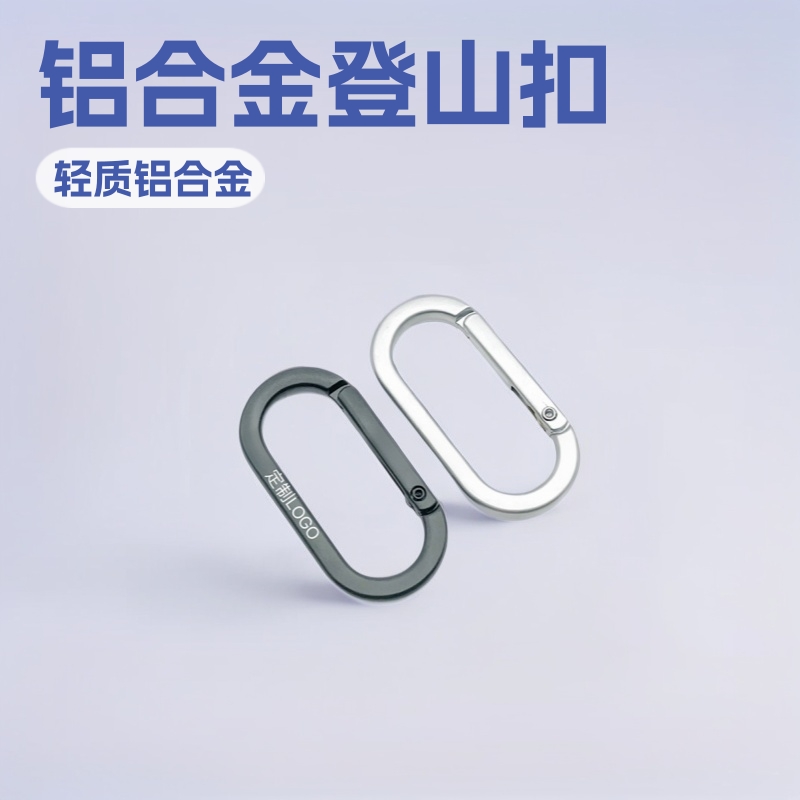 Outdoor Carabiner Aluminum Alloy Flattened Oval Buckle Runway Type Silver Square Mountaineering Buckle Luggage Water Bottle Buckle