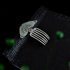 《莊周夢蝶》寬版髮簪鍍銀復古中國民族古風古裝漢服盤髮簪子髮飾