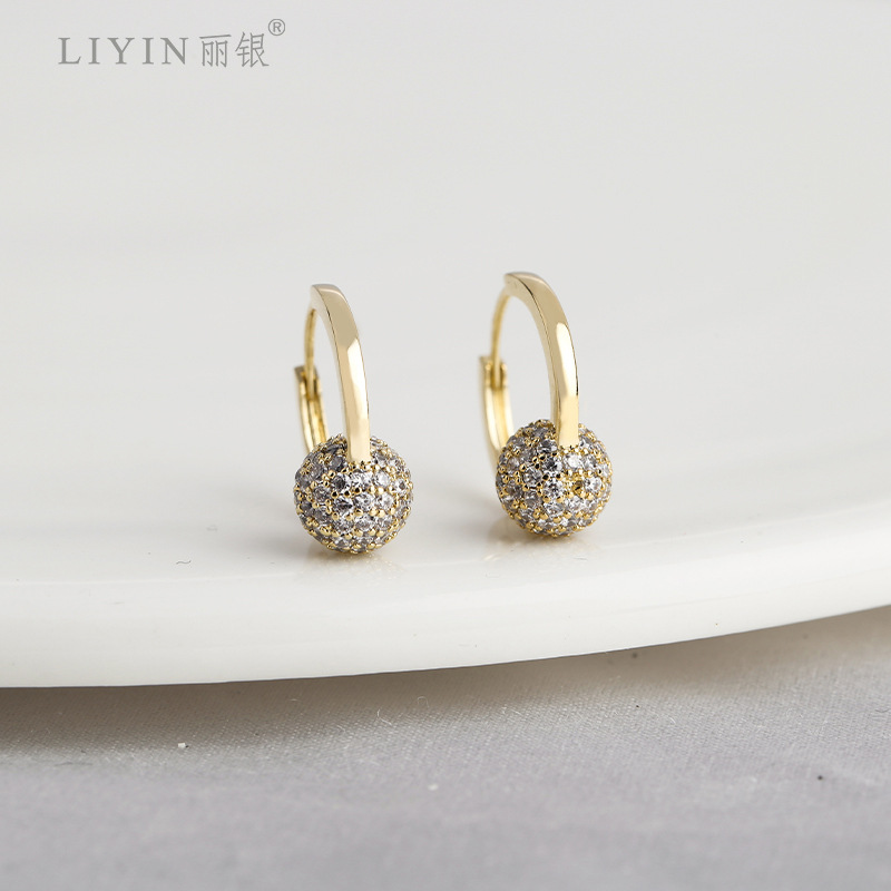 丽银韩版耳环批发精致耳饰高级感925冷淡风几何锆石气质百搭耳扣