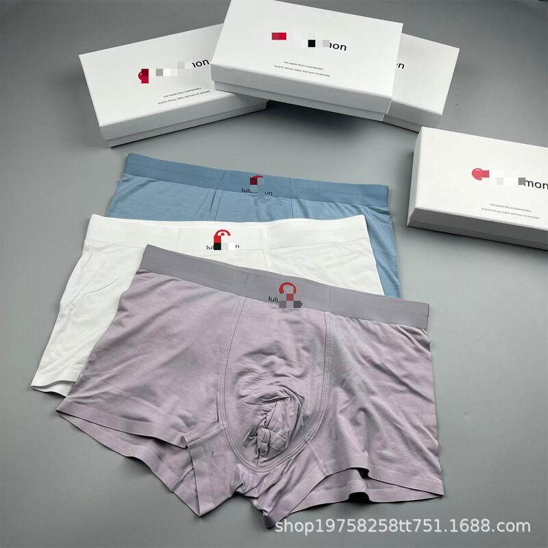 Lulu Men's Underwear Gift Box Modal Boxer Briefs Comfortable Breathable Thin Boys Shorts Boxers