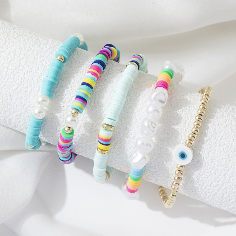 Cross-Border Colorful Bead High-Value Letter Bracelet Soft Clay Bracelet Amazon Hot-Selling Colorful Soft Clay Bracelet Beads Starry Sky