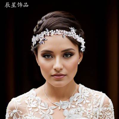 Chenxing vintage fairy bridal headband hair accessories handmade Pearl Rhinestone headdress European and American bridal hair band CP186