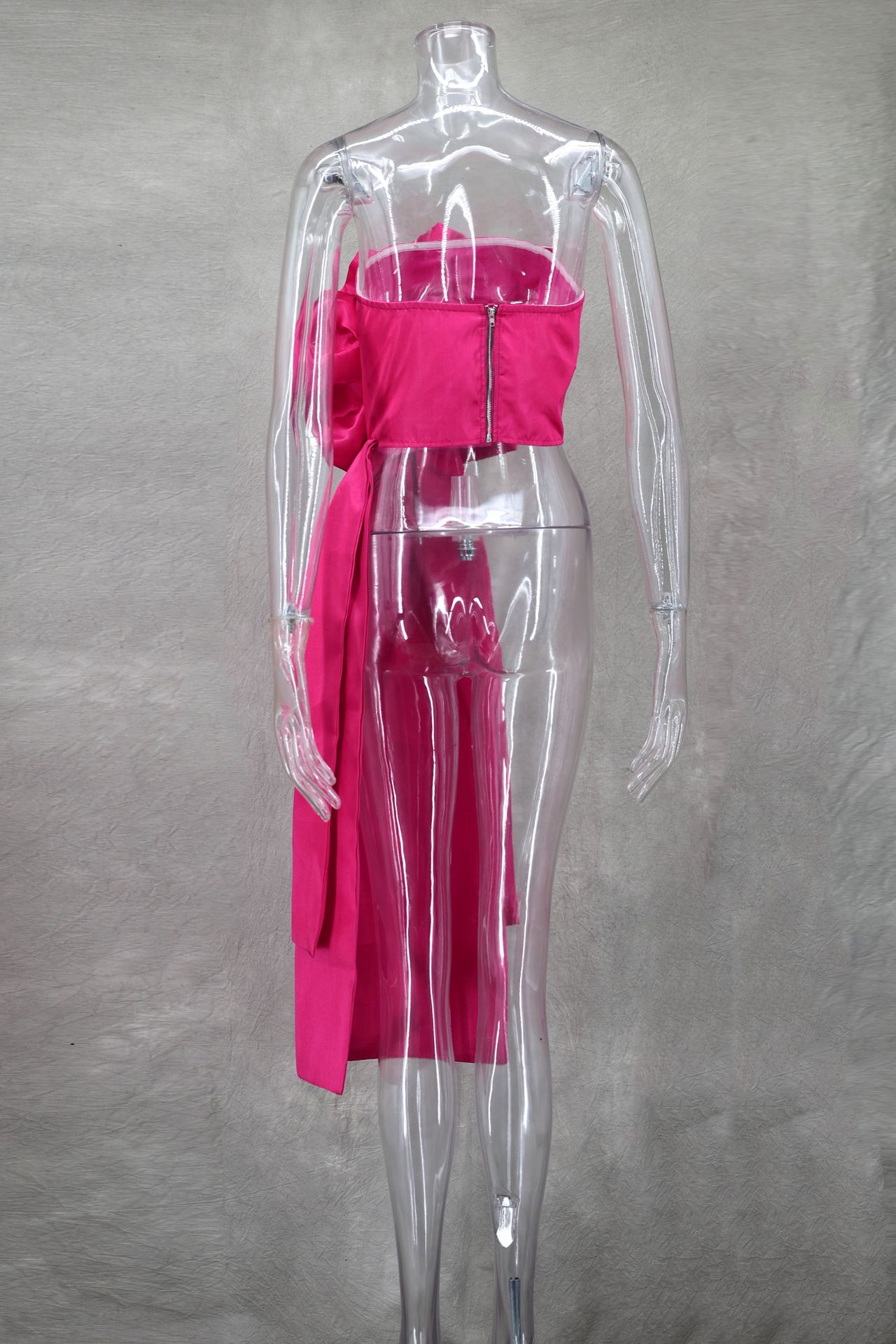 Image of BKQU Chic Large 3D Flower Women's Vest Strapless Zipper Backless Crop Top 2025 Summer Asymmetrical Ribbon Sexy Elegant Party Top