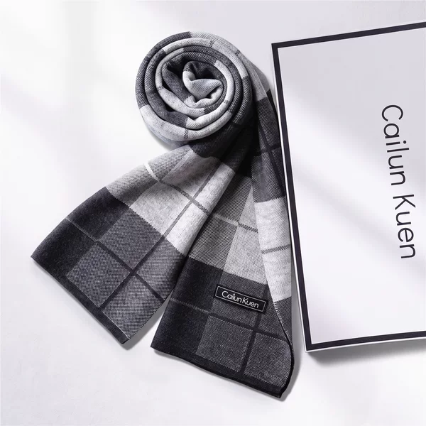 2026 New Men's Wool Scarf, Winter Warmth, Korean Style, Trendy Versatile Plaid Knit Neck Warmer, Wholesale Customization