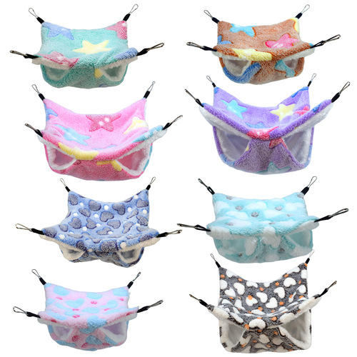 Hamster Honey Badger Insulated Double Layer Hanging Hammock for Small Pets, Squirrel Sleep Bag Pet Supply