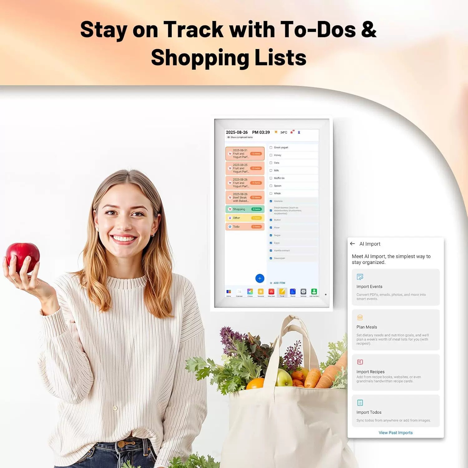 智能日历日程规划行程餐饮备忘数码相框15.6寸下载手机发照片