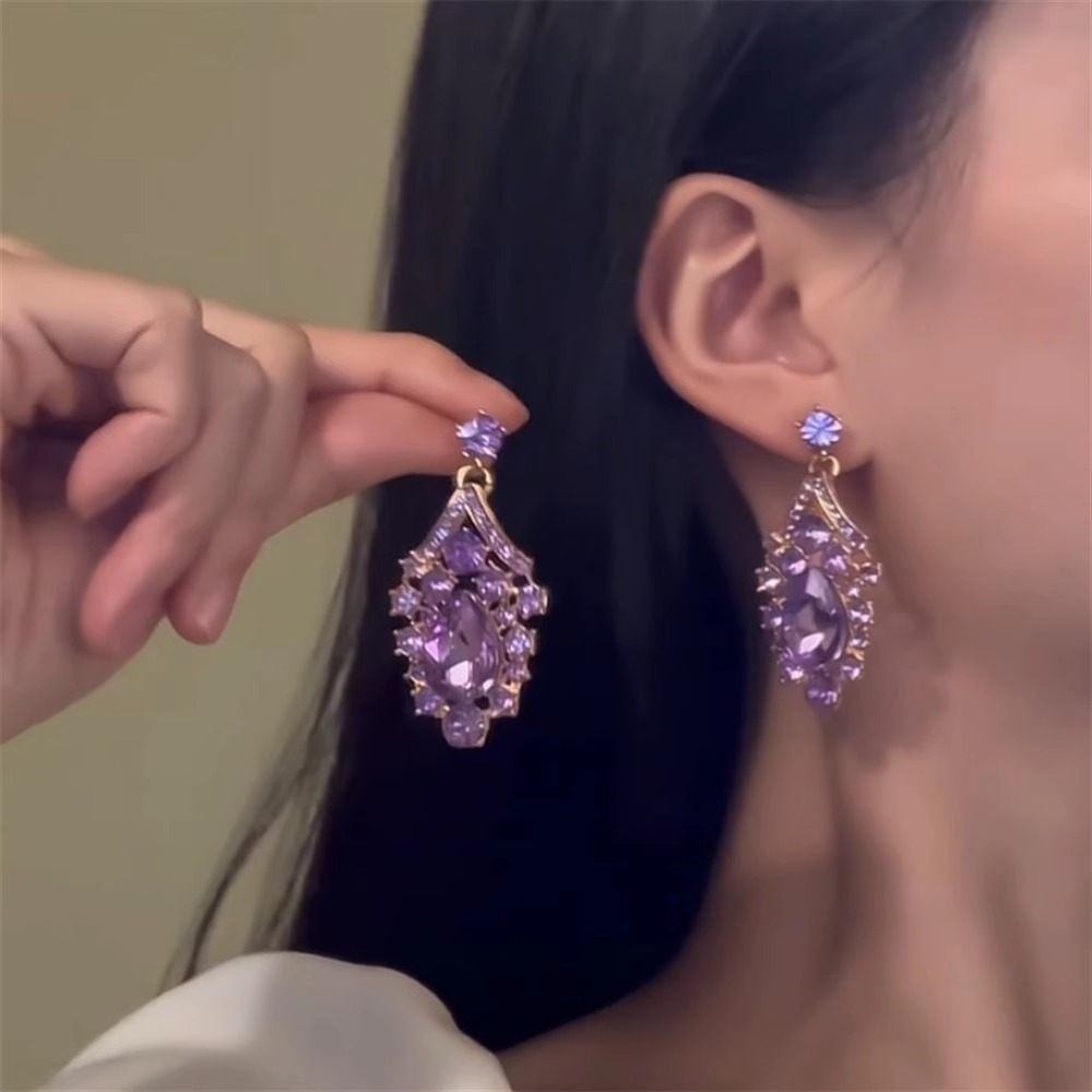Purple diamond earrings